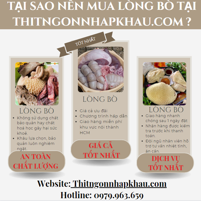 Tại sao nên mua lòng bò nguyên bò tại thitngonnhapkhau.com?